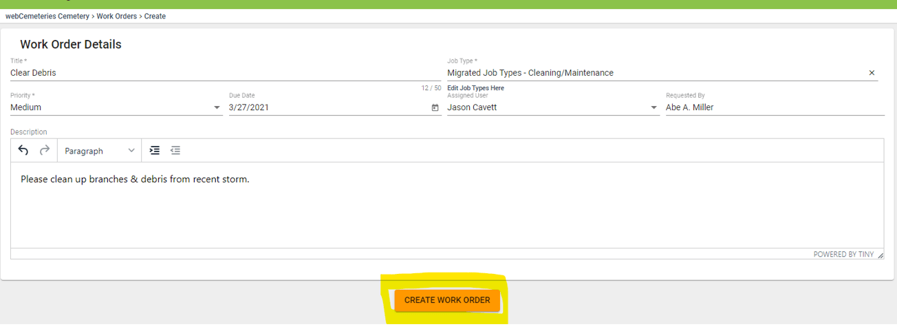 How to Create a Work Order