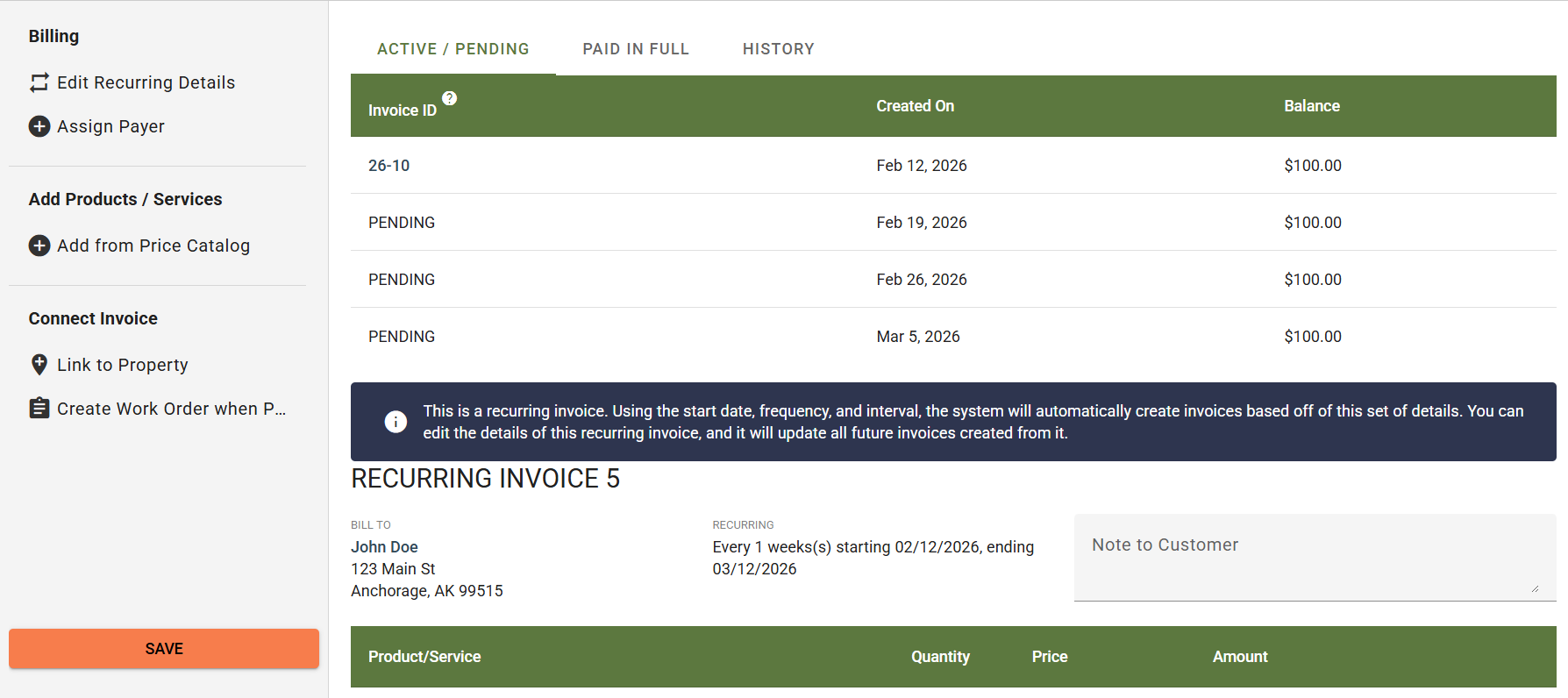 Recurring Invoices Examples How to create a Recurring Invoice